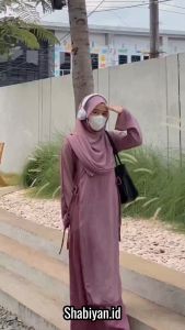 SHABIYAN 440 Gamis Abaya Putih Dress Crinkle Hana