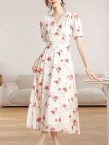 DAIXIANGFEIZI | Floral Chiffon A-Line Mid-Length Summer Dress