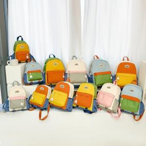 Childrens Bookbag Outdoors Backpack Kindergarten Girls Boys Large Medium Small Size Color Block Trendy School Bag