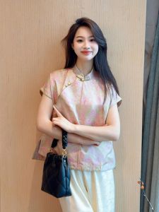 Áo Sơ Mi Tay Ngắn Phong Cách Trung Hoa Cổ Điển Dành Cho Nữ Áo Sơ Mi Cao Cấp Độc Đáo Thời Trang Mùa Hè Áo Sơ Mi Tay Ngắn Thời Trang