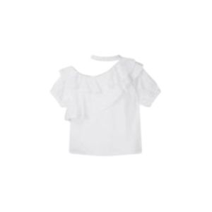 YUEZHONGWEI | French Style Asymmetrical Shoulder Bridesmaid Shirt Women Summer Loose Off-Shoulder Ruffle Sleeve Top Hang Neck White Shirt