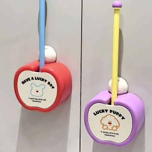 Wall-Mounted Toilet Brush Home Use Silicone Suction Cup Design No Drilling Needed Soft Bristle Brush for Clean Living Space