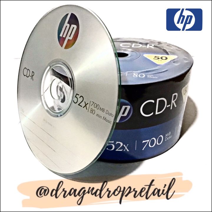 HP CD-R CDR CD R 52x 700MB Recordable Black Disc by 50's or 10's (50 pieces  / 10 pieces)