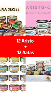 [12+12/ Random Mixed] 12 Cans Aristo-Cats + 12 Cans Aatas Cat Wet Food for Cats