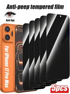 5 Pcs Privacy Anti-Peep Tempered Glass Screen Protector Film Compatible With IPhone 17 Pro Max Air 16 15 Pro Max 14 13 12 11 7 8