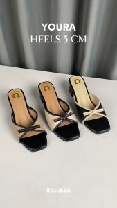 Riqueza YOURA Sandal Wanita Heels Hak Tahu 5 Cm Sendal Tali Pita Pesta