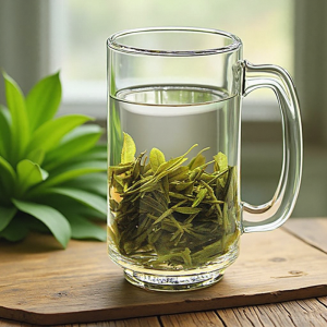 Elegant Crystal Glass Cup for Brewing Green Tea with Handle Mens Style High End Home Use Water Cup Transparent European Style