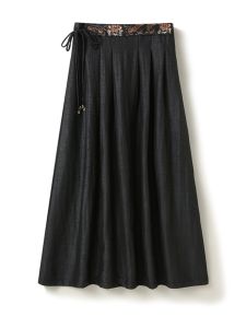 OUSHILU | Genuine Xiangyunsha Silk Embroidery High-end Womens Half Skirt Black