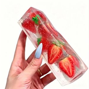 Kawaii Transparent Fruit Ice Cube Fruit Jelly Stick Stress Ball Jelly Strip Squishy Toy Sensory Stress Relief Toy for Adults