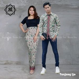 Couple Baju Batik Pasangan Kemeja Panjang Dan Rok Plisket Batik Wanita Kondangan Batik Couple Wisuda