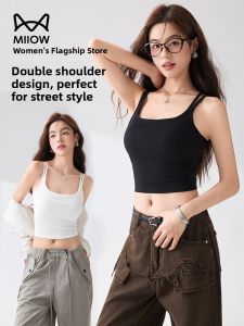 Miiow | Cat Woman Thin Strap Vest Womens Inner Wear Summer Outdoor Light Backless Bralette One-Piece Base Shirt Cotton Spandex Blend