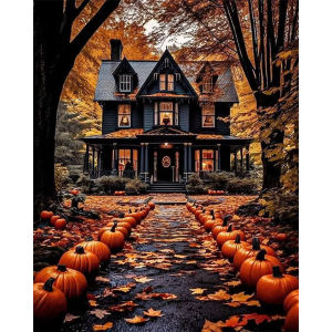 Jigsaw Puzzle 500/1000/1200/2000PCS Black Castle and Pumpkins Fantasy Artwork Stress Relief Puzzle Wall Art Decor Gift