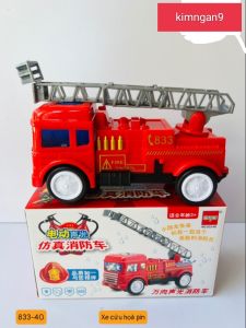 Xe cứu hỏa đồ chơi có nhạc đèn tự động tiến lùi (tặng kèm pin)