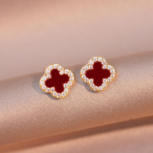 Red Diamante Clove Hoop Earrings 2026 New Style