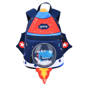 milu New Neoprene Childrens Small Bags Cute Cartoon Kindergarten Backpack 3-6 Childrens Rocket Backpack