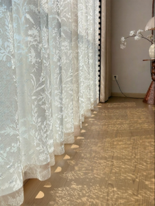 MEIYUAN | Vintage French Style Tree Branch Pattern Light Transmitting White Sheer Curtain