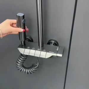 4 in 1 Shower Set Hot and Cold - Space Aluminum Piano Key Design High-Pressure Bathroom Shower with Faucet