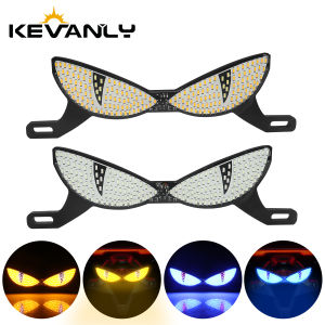 KEVANLY | Motorcycle License Plate Light Cats Eye Dual Color Flash Tail Decorative Lamp for Electric Vehicle Motorcycles Signal Light 12V