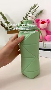 R.joy Botol Air Minum Lipat Portable Bahan Silikon Ukuran 600ml Untuk Olahraga Outdoor/Simple Style Travel Cup Easy Storage Folding Cup for Student/Travel Bundling Origami Bottle
