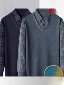 ROMON | Mens Long Sleeve T-Shirt for Middle-aged and Elderly Fathers