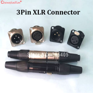ChengHaoRan 1PC Female Male Jack 3 Pin Panel Mount Jacks Connector Copper Contact XLR Metal Socket Audio Microphone Connectors