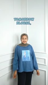 Blouse Wanita Terbaru 2023 TOMORROW BLOUSE COMBED 24S SABLON Baju Atasan Kaos Jumbo Lengan 3/4
