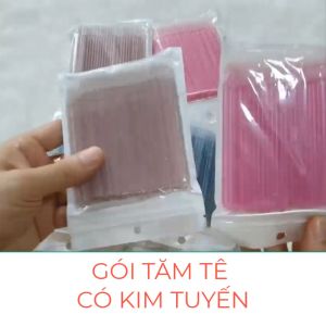 Tăm Bông Nhựa Bôi Tê Nối Mi Đính Đá Răng (100 que/hộp)