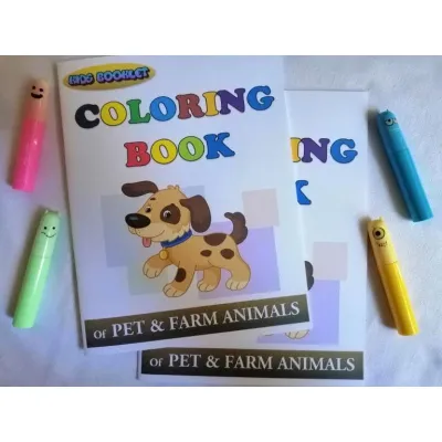 Coloring Book for kids (26Pages) Fruits/Vegetables/Wild Animals/Pet and Farm Animals/ Vehicles