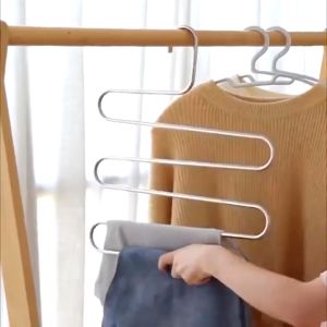 Móc treo quần áo Inox lượn 5 tầng Móc mắc quần áo và khăn đa năng tiện dụng tiết kiệm diện tích