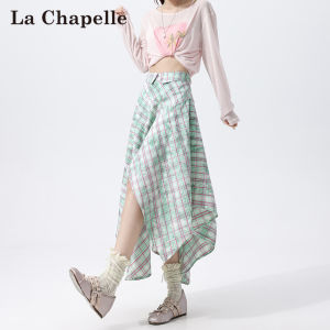 La Chapelle | Spring and Summer Light Irregular Check Long Skirt Sweet Fitting