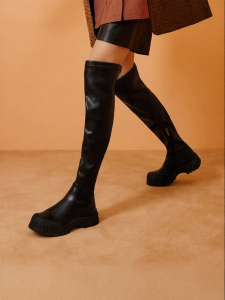 Toomanyshoes | Chocolate Chip Cookie Style Over-the-knee Thicken Elasticity Boots