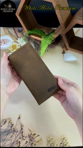 Camel Leather Wallet Men Long Wallet Genuine Cowhide Leather Dompet Panjang Kulit