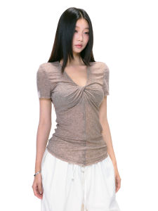 withmin | Áo Thun Ôm Body Tay Ngắn Cổ V Đẹp