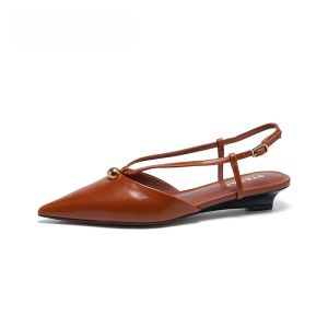 Saturday Simple Fashion Pointed Toe Slip-On Womens Sandals Commute Date Low Heel Rubber Outsole Synthetic Leather Inner