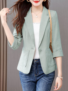 เสื้อสูทสั้นสีดำแขนกุดสำหรับผู้หญิงในช่วงฤดูร้อน เสื้อสูทผู้หญิงทรงเข้ารูป ทรงปกติ สไตล์ธุรกิจ เสื้อผ้าทำงาน สีสันสดใส