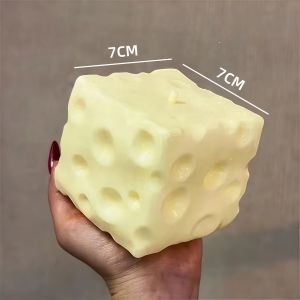 1Pc Jumbo Cheese Cube Stress Ball Big Cheese Shapeable Squeeze Ball Non-Bounce Fidget Toy ASMR Sensory Anti-Stress Festival Gift