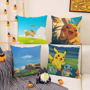 Bandai | Pokemon Zoroark Anime Plush Pillow Cover Soft Short Plush Cushion Cover For Sofa Bedroom Living Room Home Decor Gift