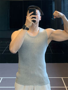 Heavyweight Threaded Fitness Training Vest Tight Muscle Sports Tank Top Mens Base Shirt Summer Breathable Quick Dry Antibacterial