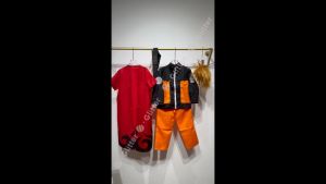 Kids Adult Anime Uzumaki Naruto Cosplay Costume Top Pants Headband Shuriken Kunai Full Set Halloween Costumes for Child