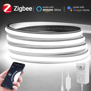 Zigbee 3.0 Silicone Neon LED Strip Light Tuya Smart App Control Dimmable Flexible Tape 24V Neon Sign Lamp for Room Kitchen Decor