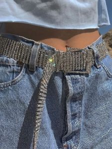 Luxury Ten Rows of Diamond Embedded Crystal Diamond Waist Chain Fashionable Water Diamond Belt for Women High End Metal Simple Style