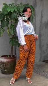 Celana Panjang Wanita Kekinian Motif Batik Terbaru Pinggang Karet
