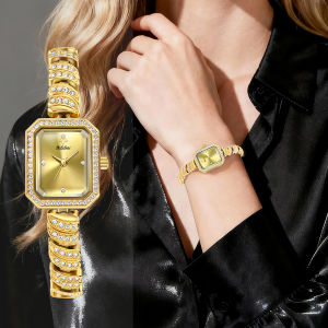 แฟชั่นผู้หญิงนาฬิกาใหม่ประดับเพชรสี่เหลี่ยมผู้หญิงนาฬิกาแสงหรูหราเปลือกหอยทองผู้หญิงนาฬิกากันน้ำอารมณ์ผู้หญิงนาฬิกาพรีเมี่ยม