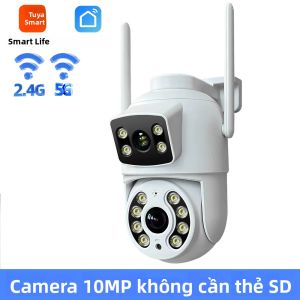 Camera Tuya 10MP Ống Kính Kép PTZ 5G Wifi Ngoài Trời Chống Nước Với Màn Hình Kép An Ninh Gia Đình Giám Sát Tầm Nhìn Ban Đêm Màu Sắc
