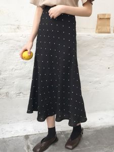 High-Waist Slimming Mid-Length Fish-Tail A-Skirt for Women Spring Summer New Retro Half-Skirt with Versatile Wave Pattern