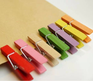 Hot Sale 50PCS/lot 3.5cm Wood Clips Random Mini Colored Spring Photo Paper Peg Pin Clothespin Craft Clips Party Decoration Jz001