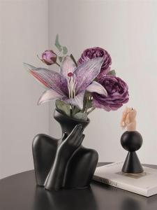 จิตรกรรมเซรามิกหรูหรา กระติกน้ำดอกไม้ ตกแต่งบ้านสไตล์ยุโรป กระติกน้ำดอกไม้สำหรับวางบนโต๊ะ ร้านกาแฟ ตกแต่งด้วยดอกไม้สด งานฝีมือ