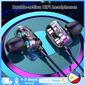 (Local stock) Aitemay 3.5mm Wired In-Ear Headphones Dual HiFi Stereo Controller Bass Sports Gaming Earphone With Mic For Android iPone