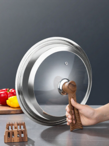 Heat-Resistant Tempered Glass Lid Standing Visual Function Round