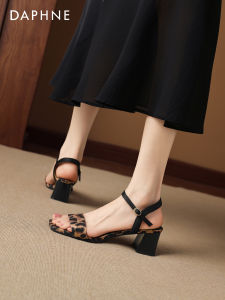 Daphne | Leopard Print One-Band Summer Sandals Medium Heel